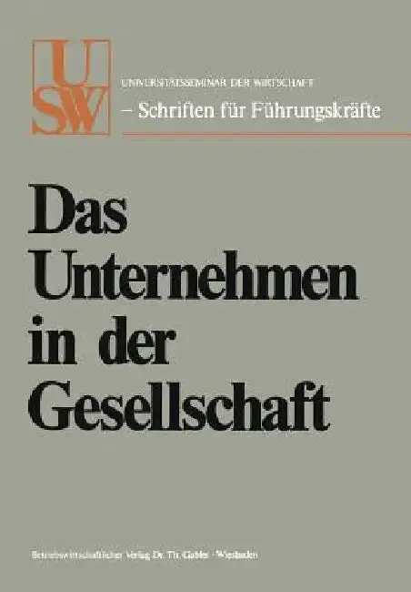 Cover of Das Unternehmen in Der Gesellschaft