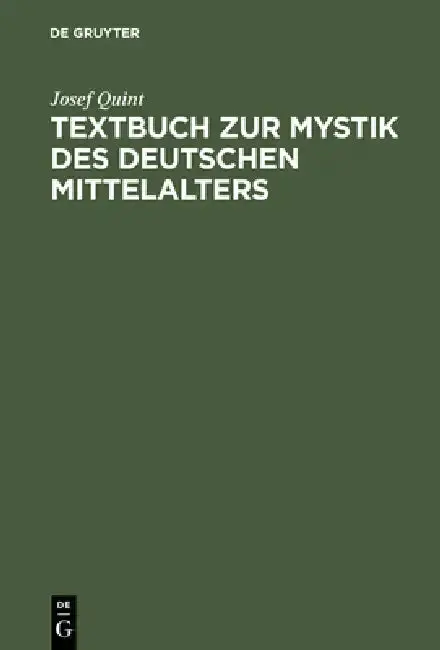 Cover of Textbuch Zur Mystik Des Deutschen Mittelalters