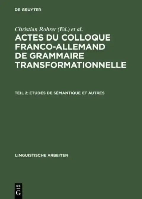 Cover of Etudes de Sémantique Et Autres