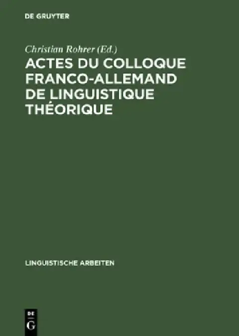 Cover of Actes du colloque franco-allemand de linguistique théorique