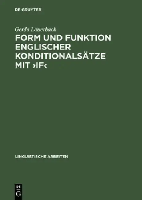 Cover of Form Und Funktion Englischer Konditionalsätze Mit >If