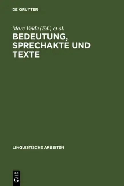 Cover of Bedeutung, Sprechakte Und Texte
