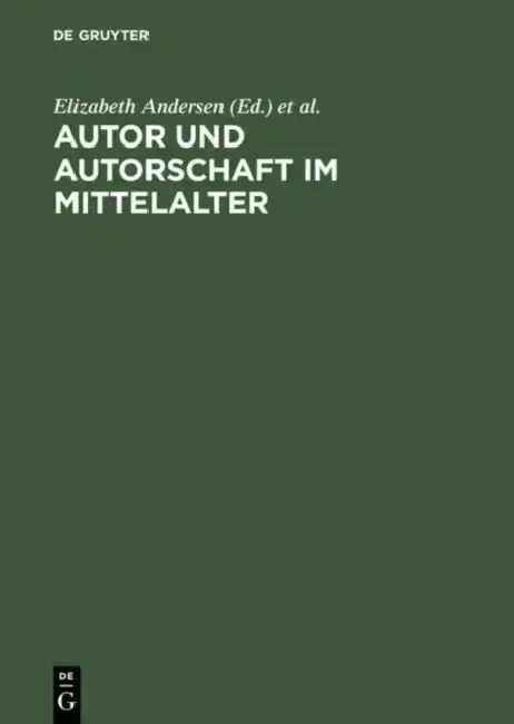 Cover of Autor und Autorschaft im Mittelalter