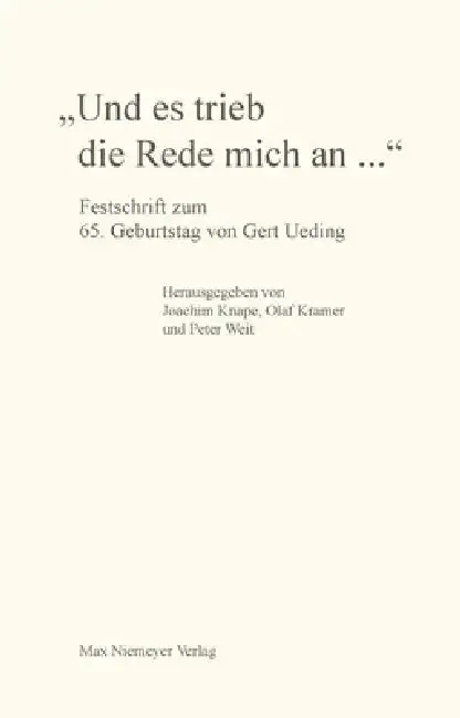 Cover of "Und es trieb die Rede mich an..."