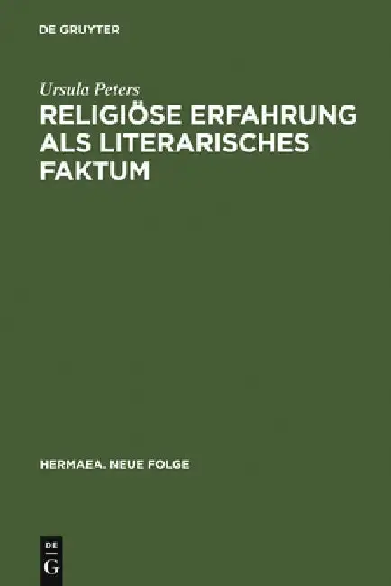 Cover of Religiöse Erfahrung als literarisches Faktum
