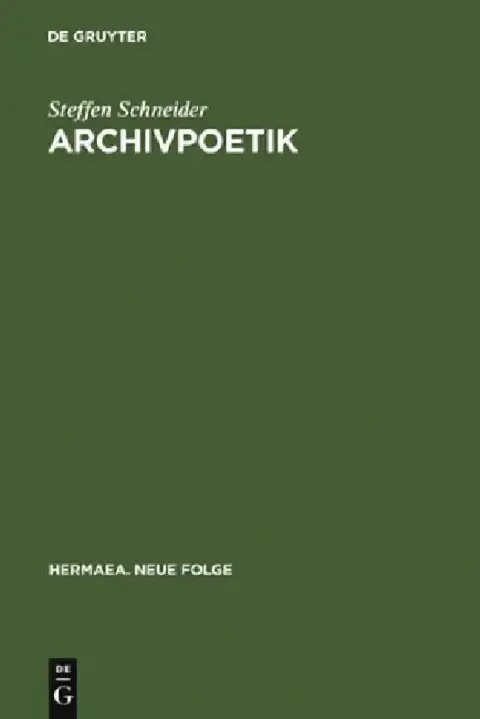 Cover of Archivpoetik