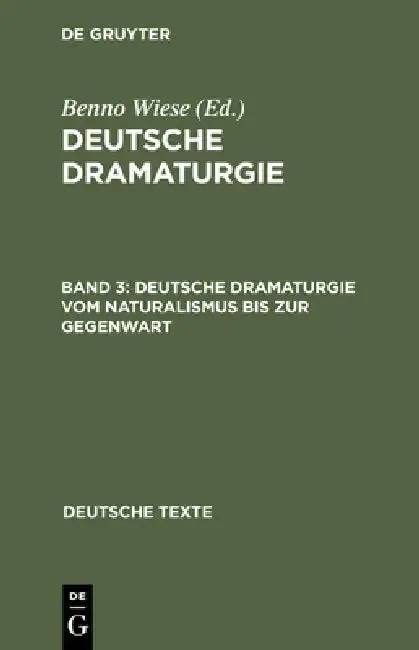 Cover of Deutsche Dramaturgie Vom Naturalismus Bis Zur Gegenwart