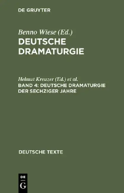 Cover of Deutsche Dramaturgie, Band 4, Deutsche Dramaturgie der Sechziger Jahre