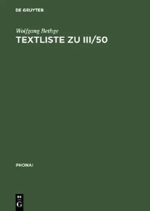 Cover of Textliste Zu III/50