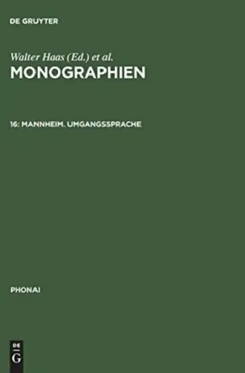 Cover of Monographien, 16, Mannheim. Umgangssprache