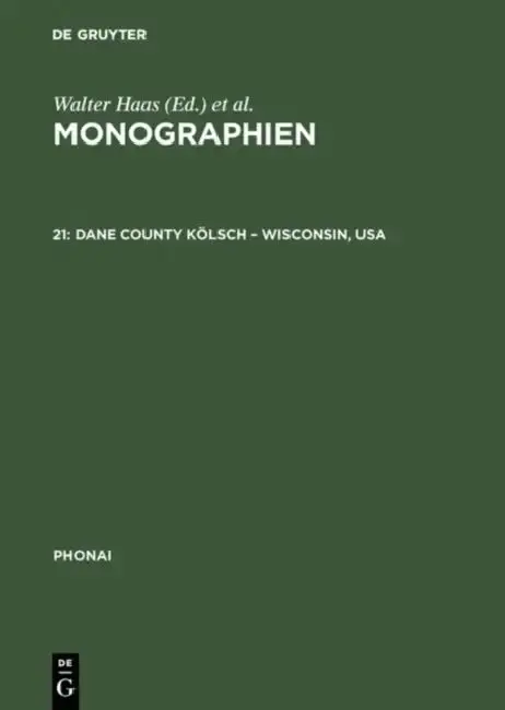 Cover of Monographien, 21, Dane County Kölsch - Wisconsin, USA
