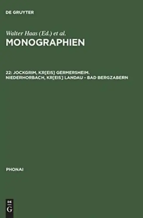 Cover of Monographien, 22, Jockgrim, Kr[eis] Germersheim. Niederhorbach, Kr[eis] Landau - Bad Bergzabern