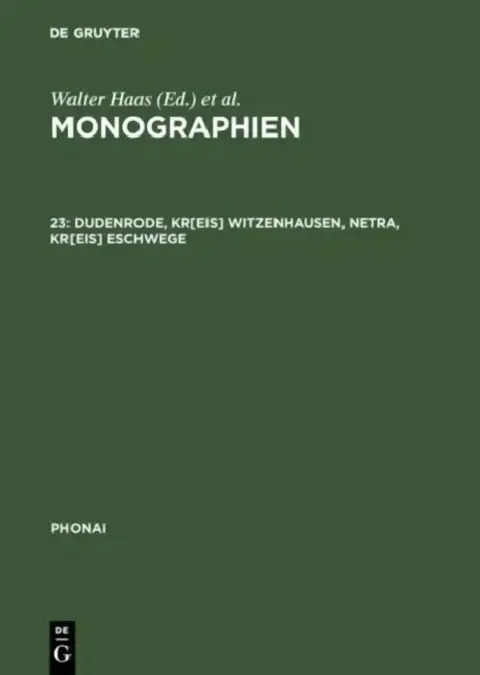 Cover of Monographien, 23, Dudenrode, Kr[eis] Witzenhausen, Netra, Kr[eis] Eschwege