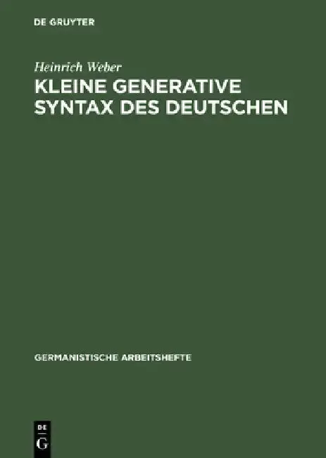 Cover of Kleine Generative Syntax Des Deutschen