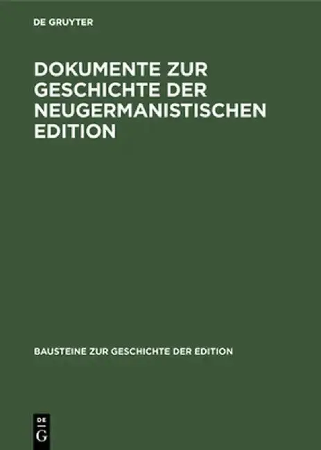 Cover of Dokumente Zur Geschichte Der Neugermanistischen Edition