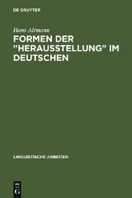 Cover of Formen der "Herausstellung" im Deutschen