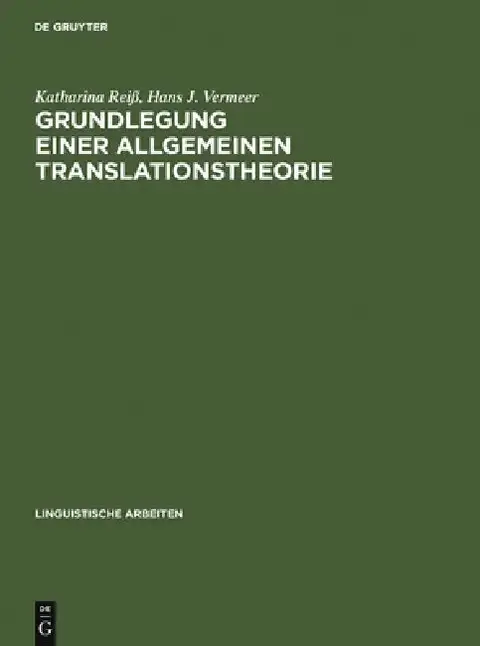 Cover of Grundlegung einer allgemeinen Translationstheorie