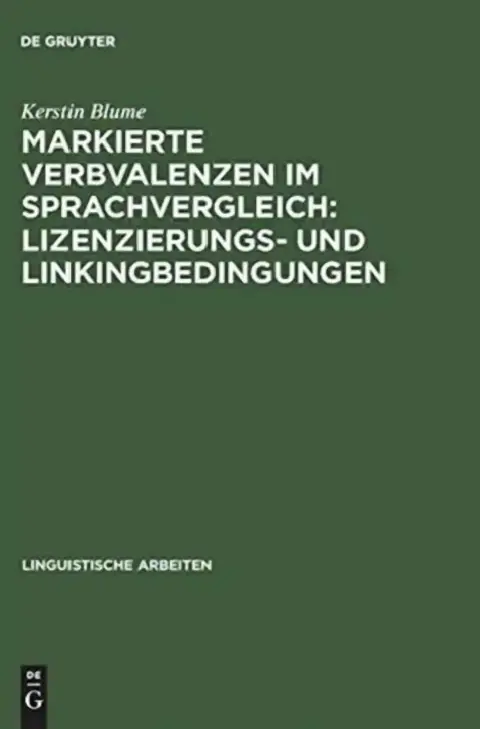 Cover of Markierte Verbvalenzen im Sprachvergleich