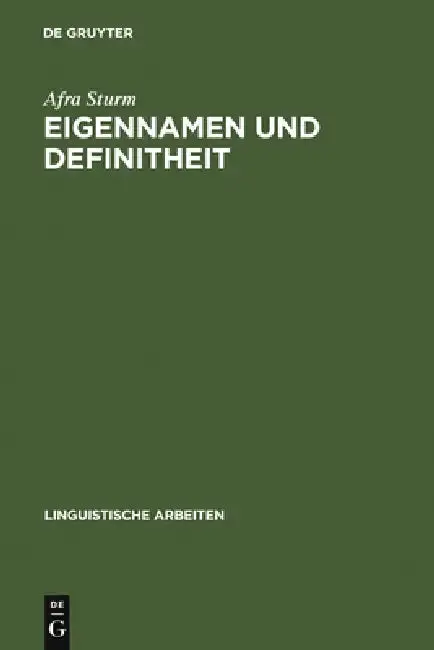 Cover of Eigennamen und Definitheit