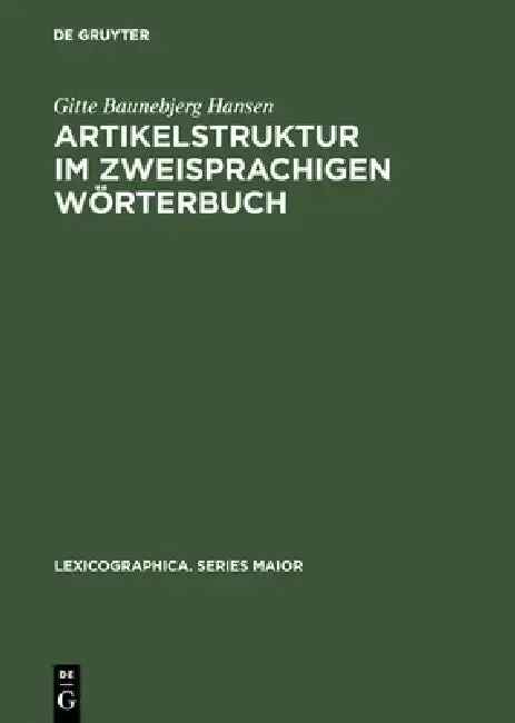 Cover of Artikelstruktur im zweisprachigen Wörterbuch