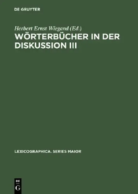 Cover of Wörterbücher in der Diskussion III