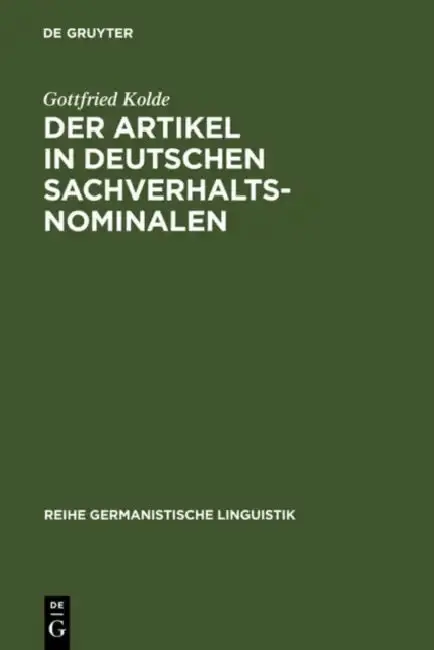 Cover of Der Artikel in deutschen Sachverhaltsnominalen