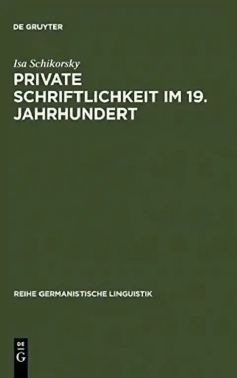 Cover of Private Schriftlichkeit Im 19. Jahrhundert