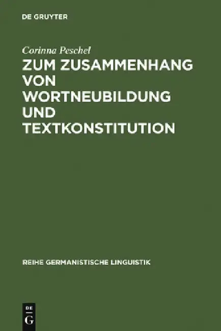 Cover of Zum Zusammenhang Von Wortneubildung Und Textkonstitution