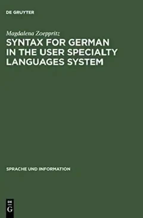 Cover of Syntax for German in the User Specialty Languages System