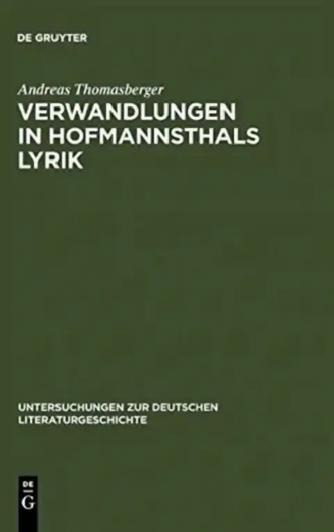 Cover of Verwandlungen in Hofmannsthals Lyrik