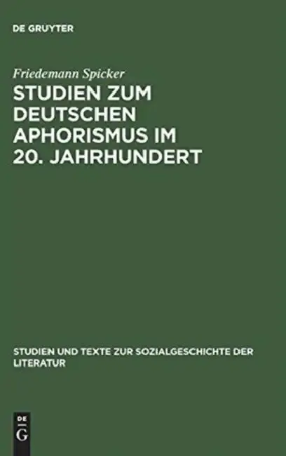 Cover of Studien zum deutschen Aphorismus im 20. Jahrhundert