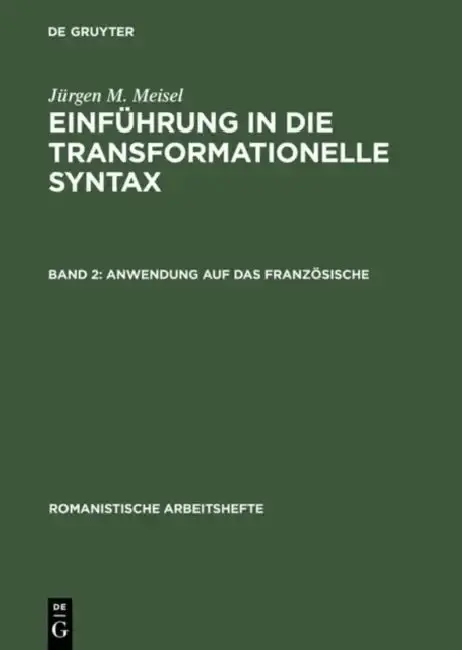 Cover of Einführung in die transformationelle Syntax, Band 2, Anwendung auf das Französische