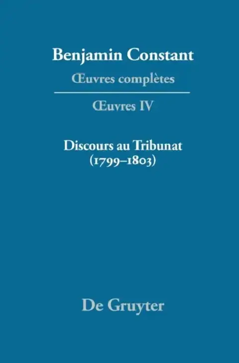 Cover of Discours Au Tribunat. de la Possibilit' D'Une Constitution R'Publicaine Dans Un Grand Pays (1799-1803)