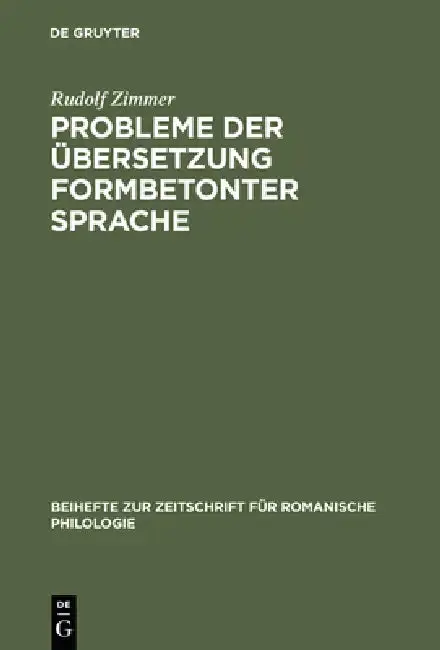 Cover of Probleme der Übersetzung formbetonter Sprache