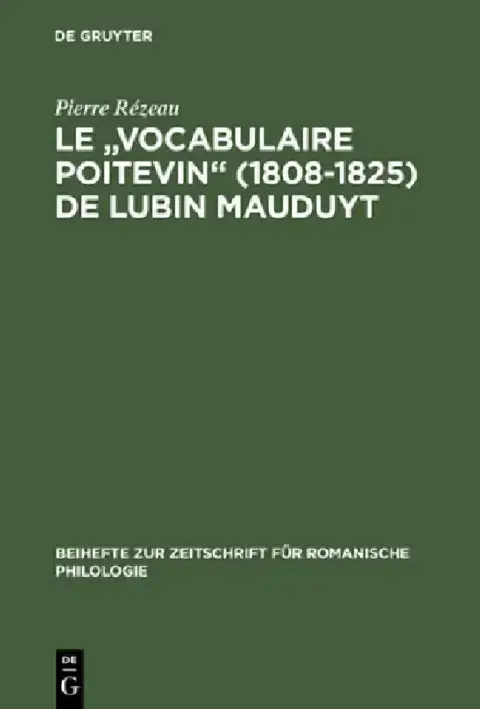 Cover of Le "Vocabulaire Poitevin" (1808 1825) de Lubin Mauduyt