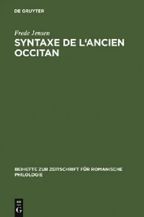 Cover of Syntaxe de l'ancien occitan