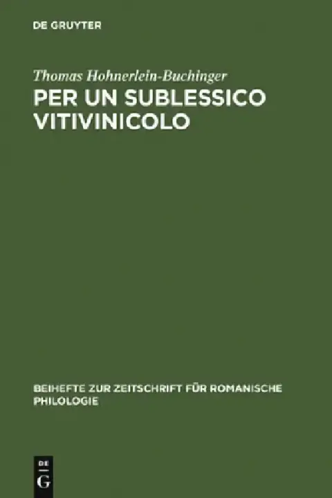 Cover of Per un sublessico vitivinicolo
