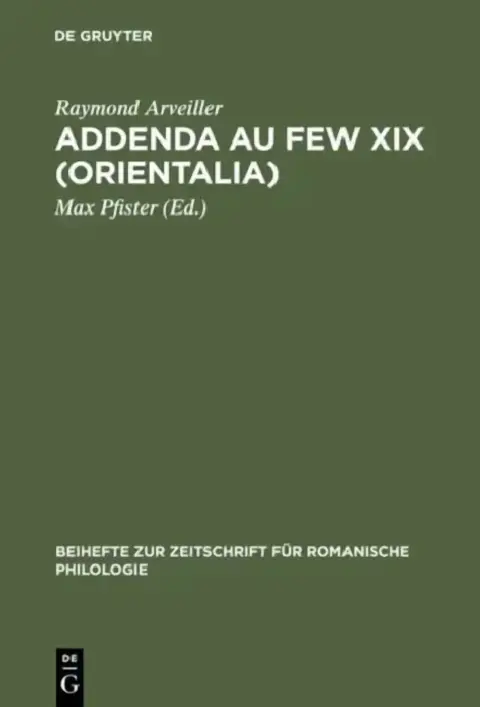 Cover of Addenda au FEW XIX (Orientalia)
