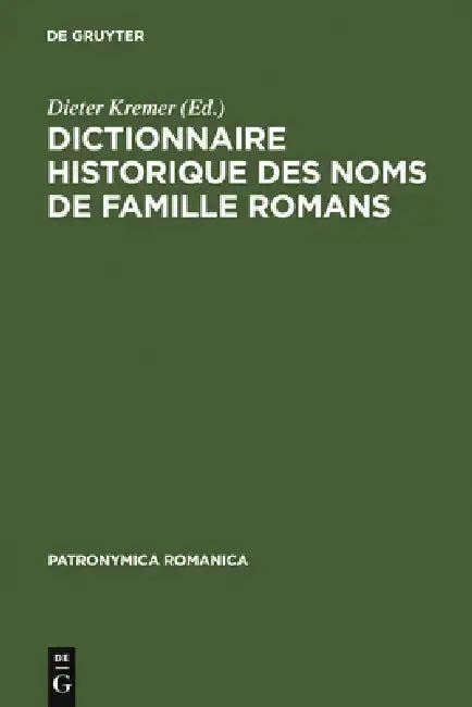 Cover of Dictionnaire Historique Des Noms de Famille Romans