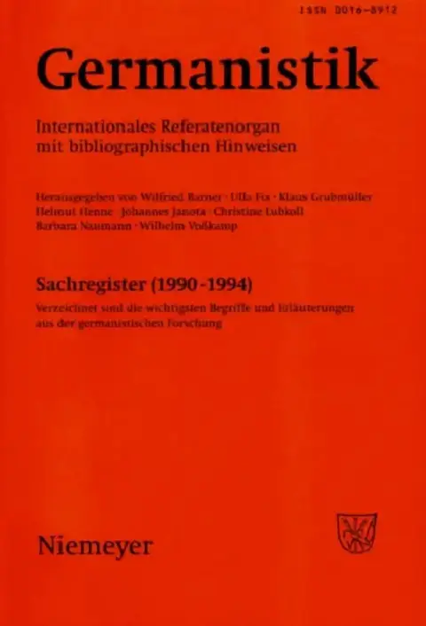 Cover of Germanistik, Sachregister (1990-1994)