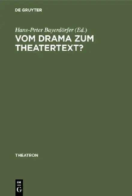 Cover of Vom Drama Zum Theatertext?