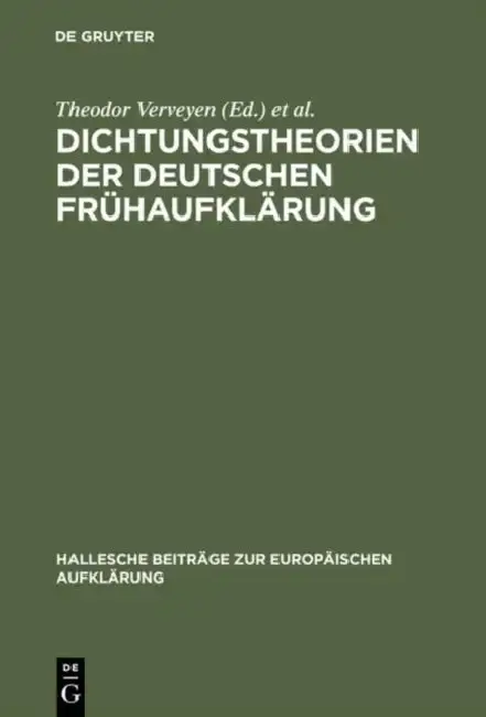 Cover of Dichtungstheorien Der Deutschen Frühaufklärung