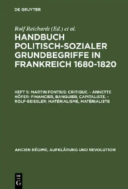 Cover of Handbuch politisch-sozialer Grundbegriffe in Frankreich 1680-1820, Heft 5, Martin Fontius