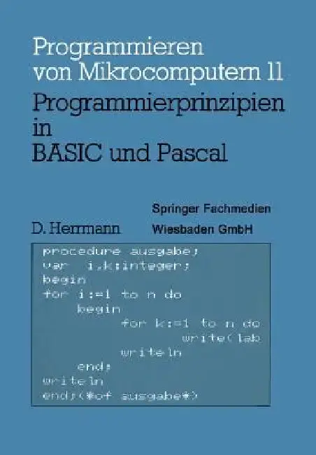 Cover of Programmierprinzipien in Basic Und Pascal