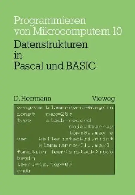 Cover of Datenstrukturen in Pascal Und Basic