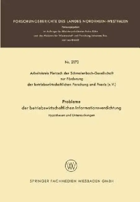 Cover of Probleme Der Betriebswirtschaftlichen Informationsverdichtung