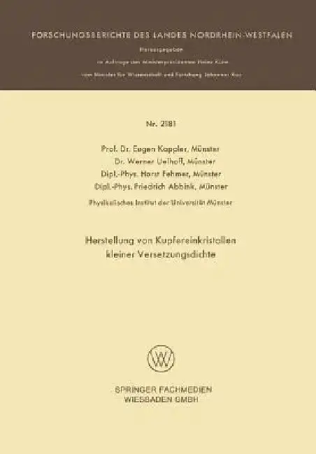 Cover of Herstellung Von Kupfereinkristallen Kleiner Versetzungsdichte