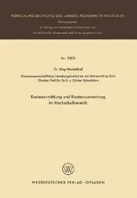 Cover of Kostenermittlung Und Kostenauswertung Im Hochschulbereich