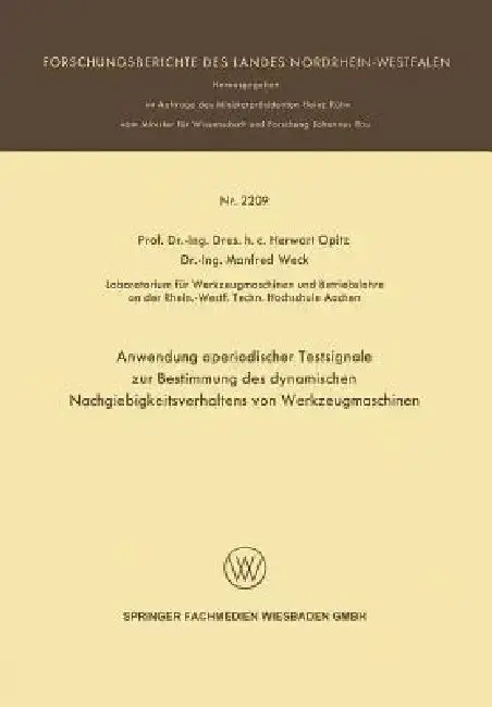 Cover of Anwendung Aperiodischer Testsignale Zur Bestimmung Des Dynamischen Nachgiebigkeitsverhaltens Von Werkzeugmaschinen