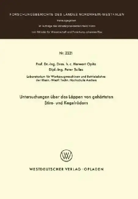 Cover of Untersuchungen Über Das Läppen Von Gehärteten Stirn- Und Kegelrädern